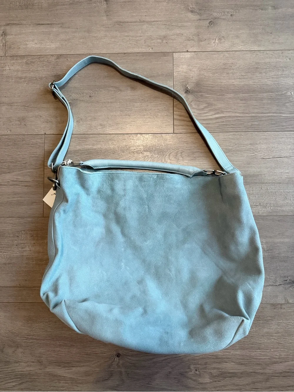NWT Free People Suzie Suede Slouchy Tote Bag - Light Blue